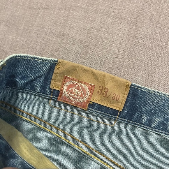 GAP Men's Slim Straight Jeans Light Blue Wash Faded Distressed Size 33 - Picture 5 of 8